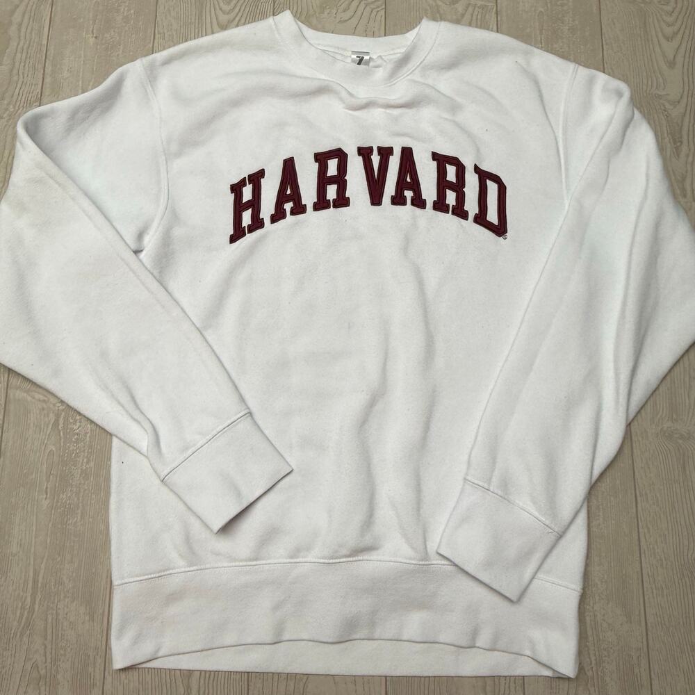 ZooZatz Harvard University Womens Small White Crewneck Sweatshirt Burgundy